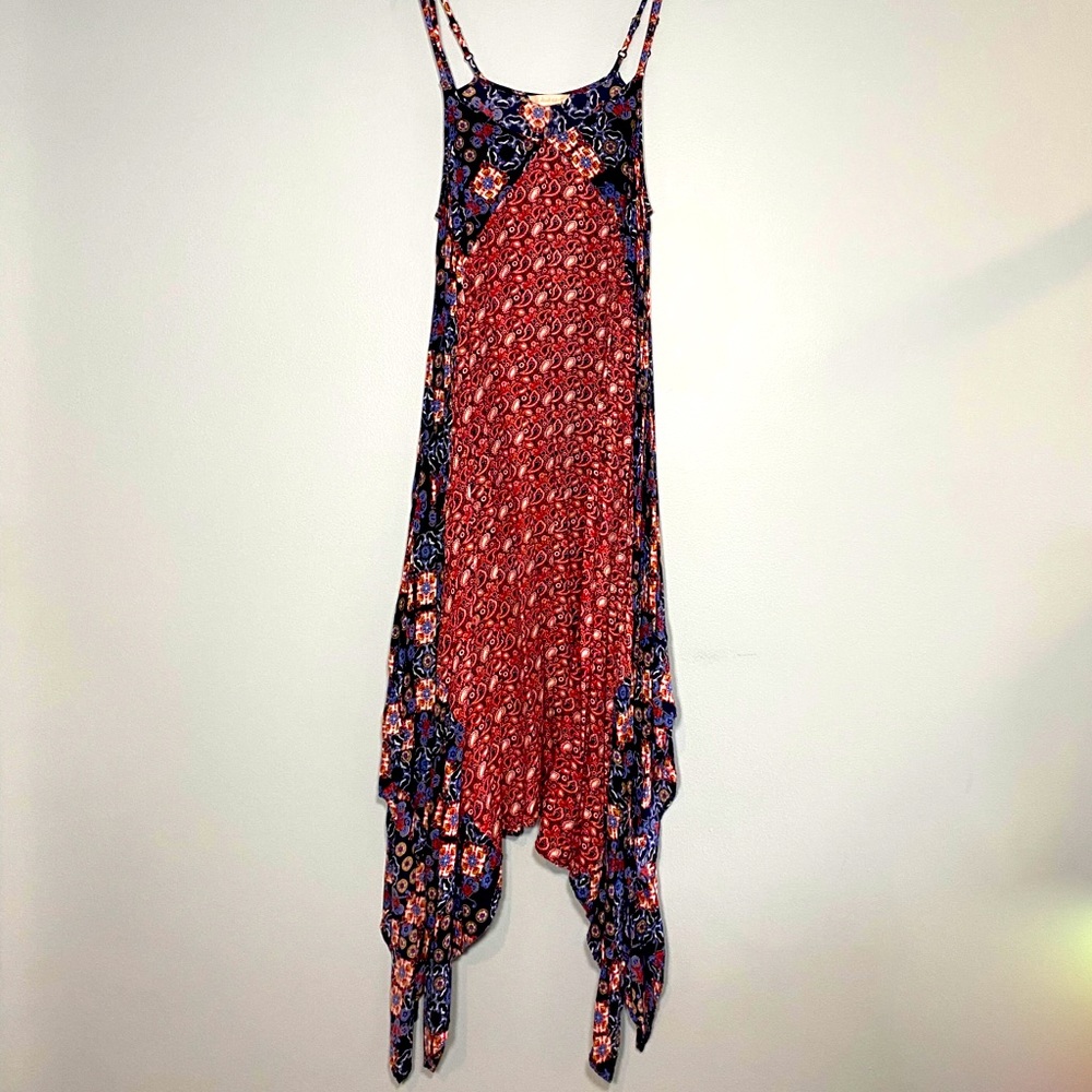 Altar’d State Red and Blue Paisley/Kerchief Print Maxi Dress Size Small